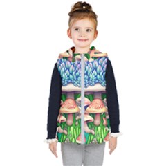 Woodsy Mushroom Forest Nature Kids  Hooded Puffer Vest by GardenOfOphir