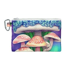 Woodsy Mushroom Forest Nature Canvas Cosmetic Bag (medium) by GardenOfOphir