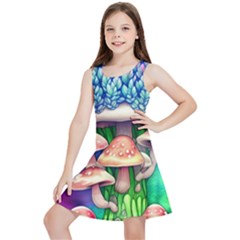 Woodsy Mushroom Forest Nature Kids  Lightweight Sleeveless Dress by GardenOfOphir