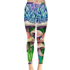 Woodsy Mushroom Forest Nature Inside Out Leggings by GardenOfOphir