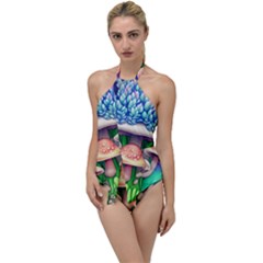 Woodsy Mushroom Forest Nature Go With The Flow One Piece Swimsuit by GardenOfOphir