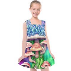 Woodsy Mushroom Forest Nature Kids  Cross Back Dress by GardenOfOphir