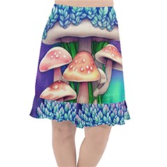 Woodsy Mushroom Forest Nature Fishtail Chiffon Skirt by GardenOfOphir