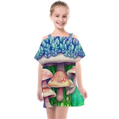 Woodsy Mushroom Forest Nature Kids  One Piece Chiffon Dress by GardenOfOphir