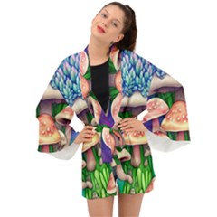 Woodsy Mushroom Forest Nature Long Sleeve Kimono by GardenOfOphir