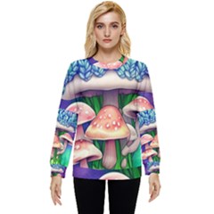 Woodsy Mushroom Forest Nature Hidden Pocket Sweatshirt by GardenOfOphir