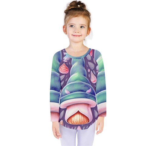 Mushroom Core Kids  Long Sleeve Tee by GardenOfOphir