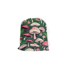 Foraging In The Mushroom Zone Drawstring Pouch (small) by GardenOfOphir