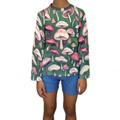 Foraging In The Mushroom Zone Kids  Long Sleeve Swimwear by GardenOfOphir