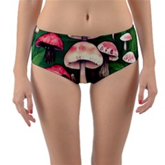 Foraging In The Mushroom Zone Reversible Mid-waist Bikini Bottoms by GardenOfOphir