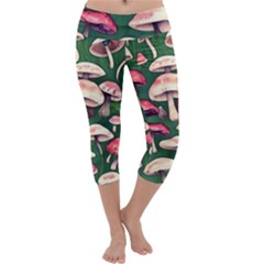 Foraging In The Mushroom Zone Capri Yoga Leggings by GardenOfOphir