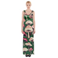 Foraging In The Mushroom Zone Thigh Split Maxi Dress by GardenOfOphir