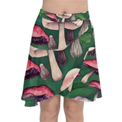 Foraging In The Mushroom Zone Chiffon Wrap Front Skirt by GardenOfOphir