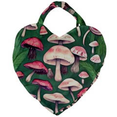 Foraging In The Mushroom Zone Giant Heart Shaped Tote by GardenOfOphir