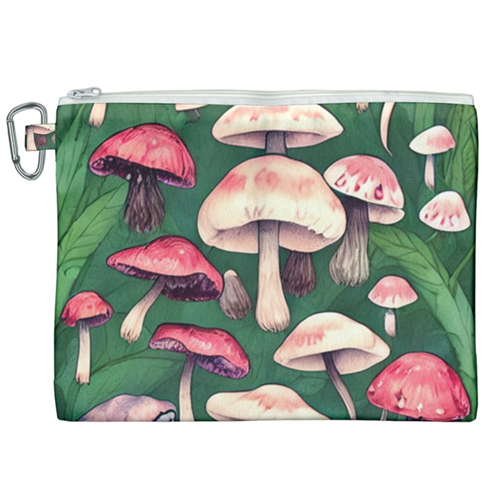 Foraging In The Mushroom Zone Canvas Cosmetic Bag (XXL)