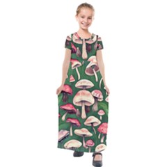 Foraging In The Mushroom Zone Kids  Short Sleeve Maxi Dress by GardenOfOphir