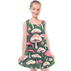 Foraging In The Mushroom Zone Kids  Cross Back Dress by GardenOfOphir