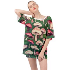 Foraging In The Mushroom Zone Oversized Chiffon Top by GardenOfOphir