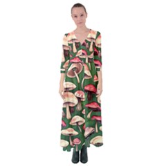 Foraging In The Mushroom Zone Button Up Maxi Dress by GardenOfOphir