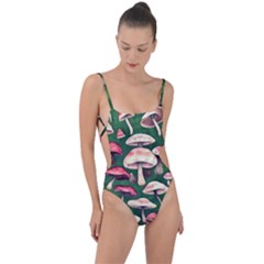 Foraging In The Mushroom Zone Tie Strap One Piece Swimsuit by GardenOfOphir