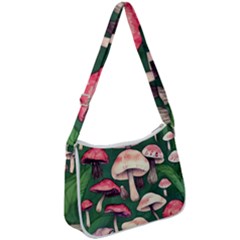 Foraging In The Mushroom Zone Zip Up Shoulder Bag by GardenOfOphir