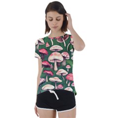 Foraging In The Mushroom Zone Short Sleeve Open Back Tee by GardenOfOphir