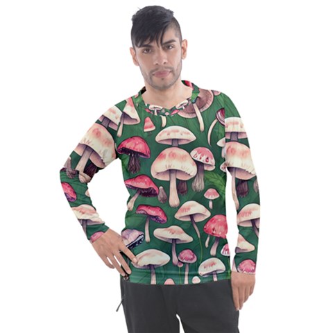 Foraging In The Mushroom Zone Men s Pique Long Sleeve Tee by GardenOfOphir