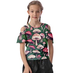 Foraging In The Mushroom Zone Kids  Butterfly Cutout Tee by GardenOfOphir