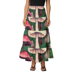 Foraging In The Mushroom Zone Tiered Ruffle Maxi Skirt