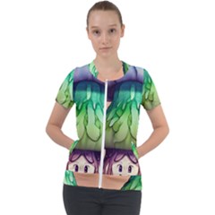 A Light Fantasy Short Sleeve Zip Up Jacket by GardenOfOphir