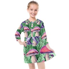 Mushroom Kids  Quarter Sleeve Shirt Dress by GardenOfOphir