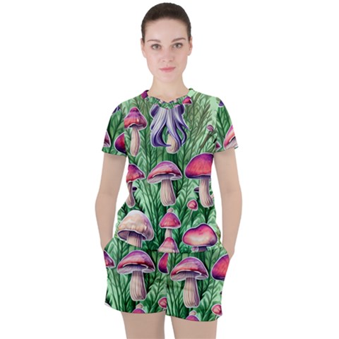 Mushroom Women s Tee And Shorts Set by GardenOfOphir