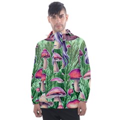 Mushroom Men s Front Pocket Pullover Windbreaker by GardenOfOphir