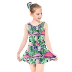 Mushroom Kids  Skater Dress Swimsuit by GardenOfOphir