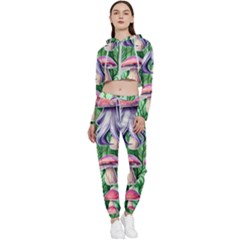 Mushroom Cropped Zip Up Lounge Set by GardenOfOphir