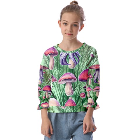 Mushroom Kids  Cuff Sleeve Top by GardenOfOphir