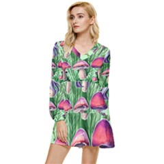 Mushroom Tiered Long Sleeve Mini Dress by GardenOfOphir