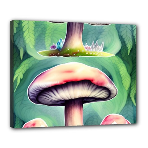 Vintage Mushroom Canvas 20  X 16  (stretched) by GardenOfOphir