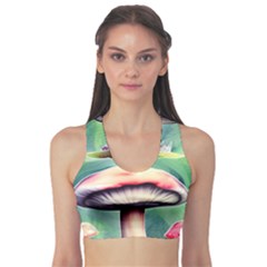 Vintage Mushroom Sports Bra by GardenOfOphir