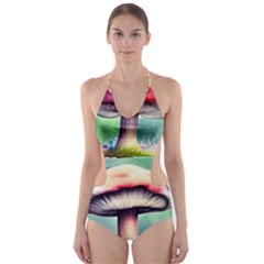 Vintage Mushroom Cut-out One Piece Swimsuit