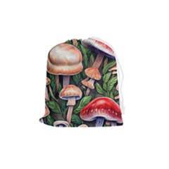 Rustic Mushroom Drawstring Pouch (medium) by GardenOfOphir