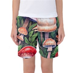 Rustic Mushroom Women s Basketball Shorts by GardenOfOphir