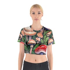 Rustic Mushroom Cotton Crop Top by GardenOfOphir