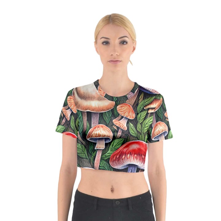 Rustic Mushroom Cotton Crop Top