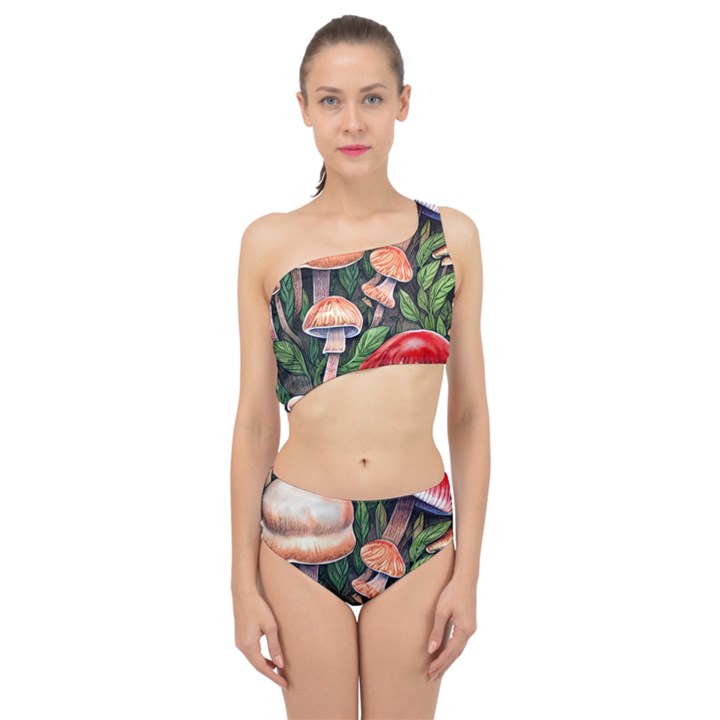 Rustic Mushroom Spliced Up Two Piece Swimsuit