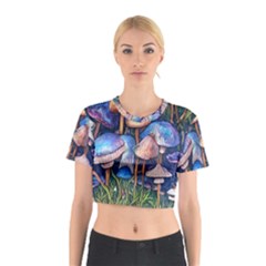 Retro Mushroom Cotton Crop Top by GardenOfOphir