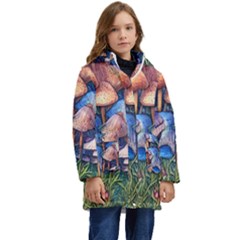 Retro Mushroom Kid s Hooded Longline Puffer Jacket by GardenOfOphir