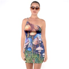 Retro Mushroom One Soulder Bodycon Dress by GardenOfOphir