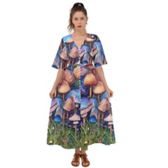 Retro Mushroom Kimono Sleeve Boho Dress by GardenOfOphir