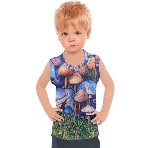 Retro Mushroom Kids  Sport Tank Top by GardenOfOphir